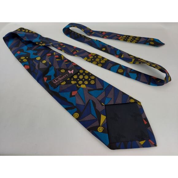 Mulberry Thai Silks Men's Abstract Geometric Colorful Tie - Picture 4 of 6